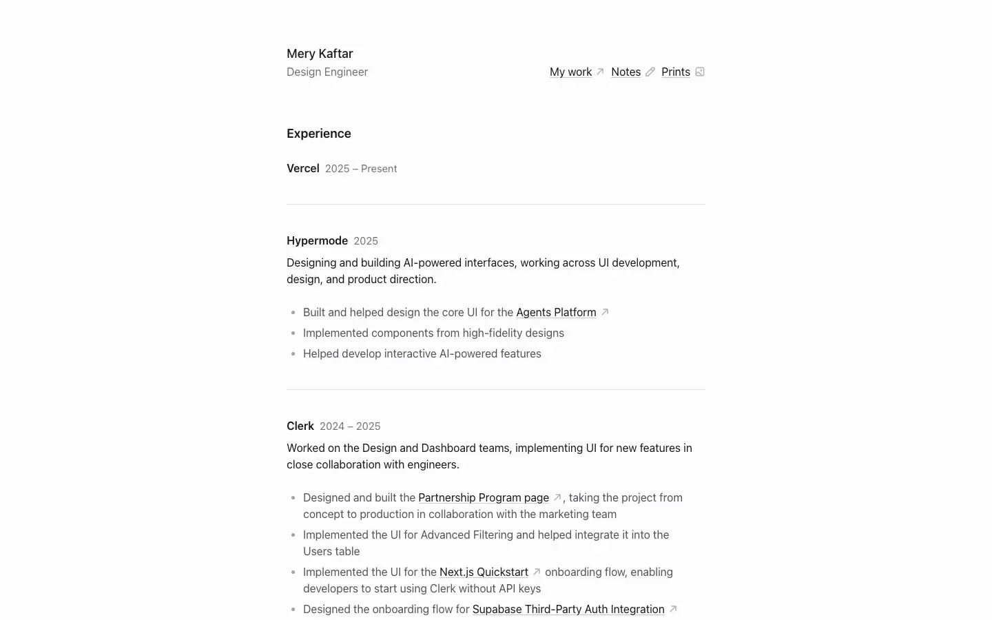 Screenshot of Mery Kaftar's website