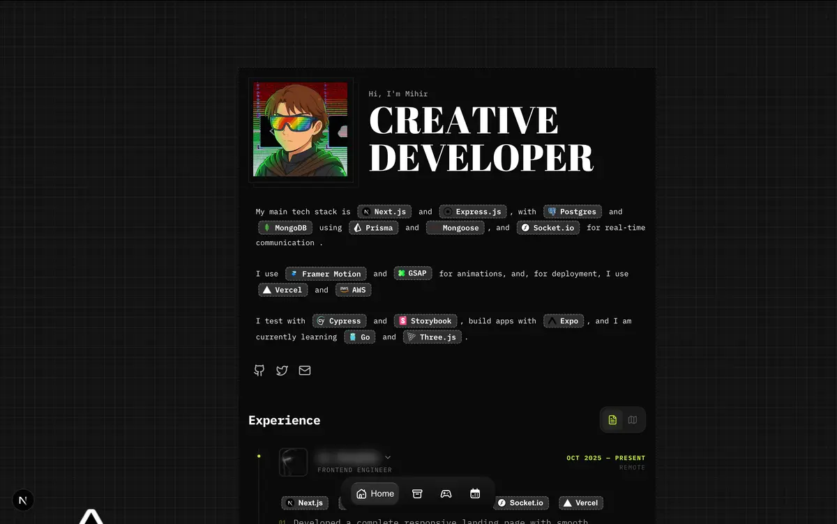 Preview of Mihir Aman Raj's website
