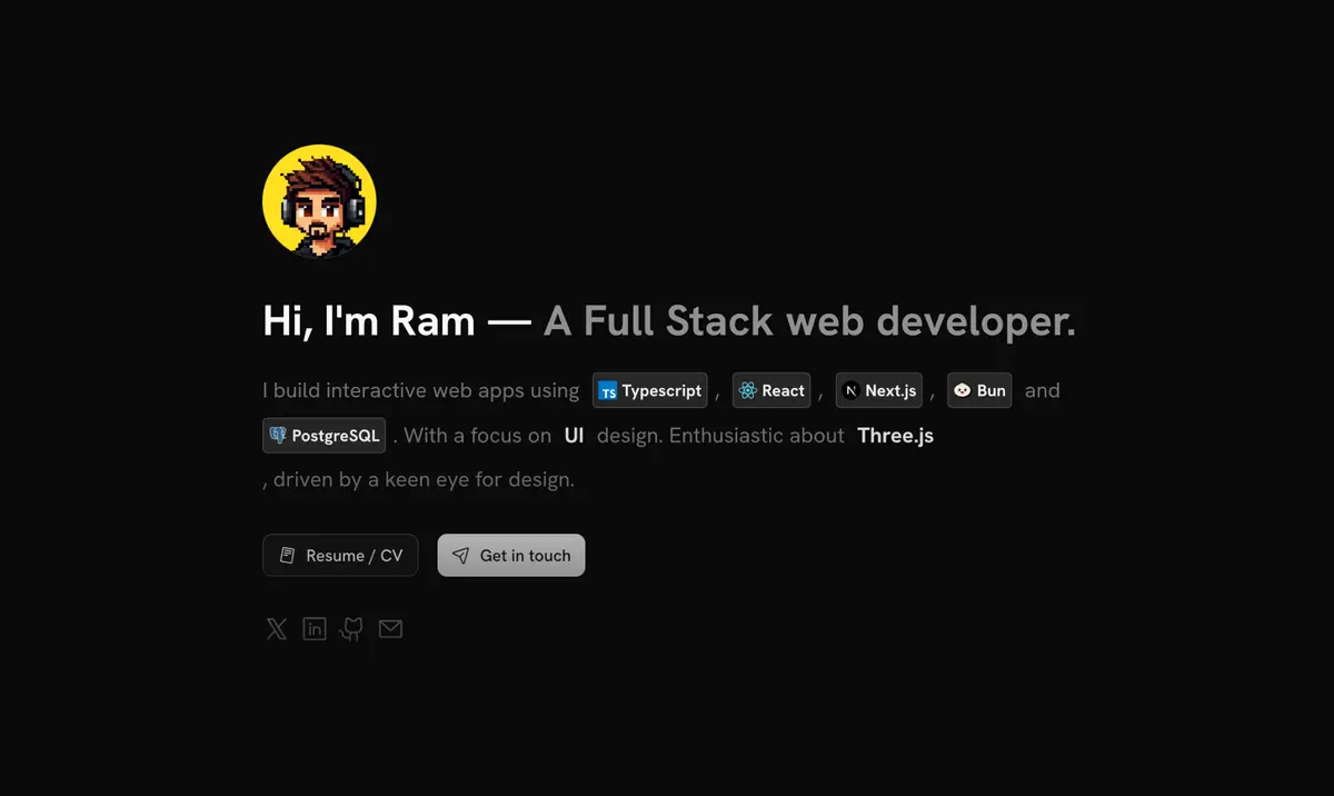 Preview of Ram's website