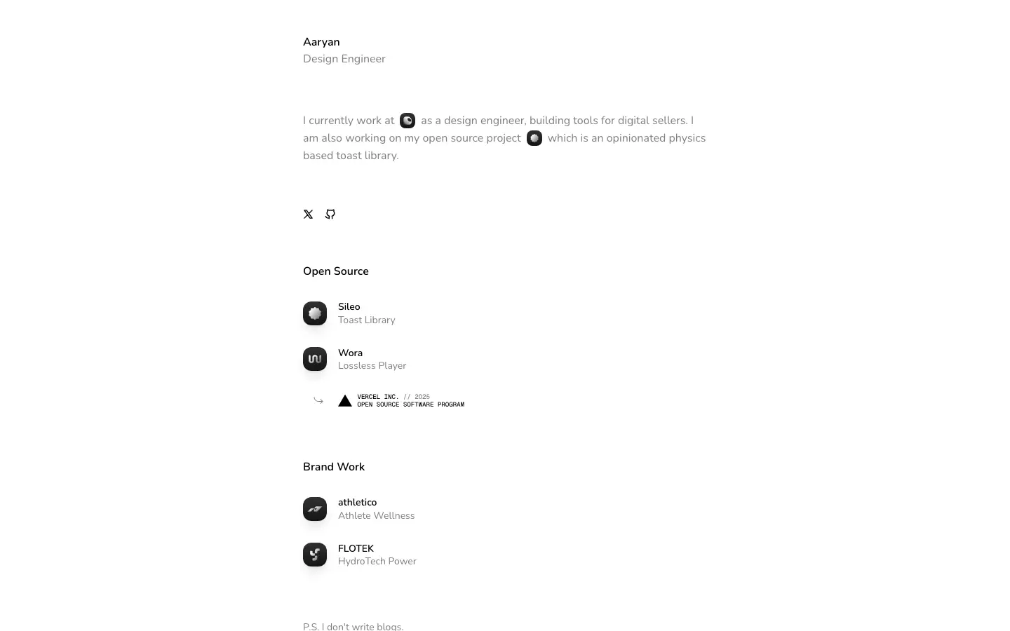 Screenshot of Aaryan's website