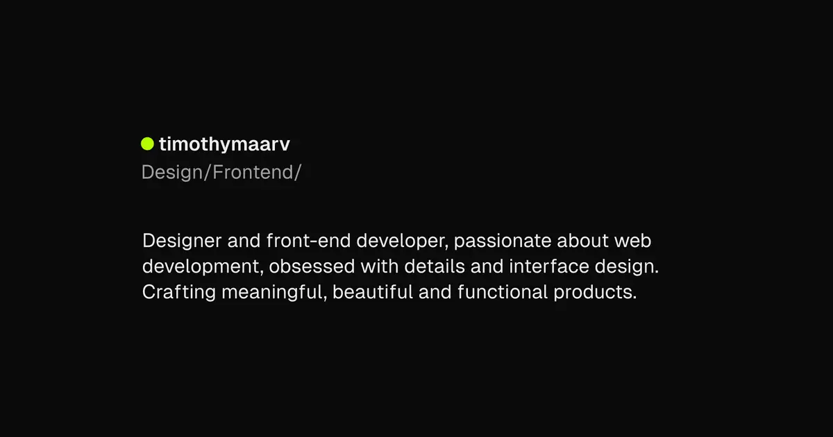 Preview of Timothy Maarv's website