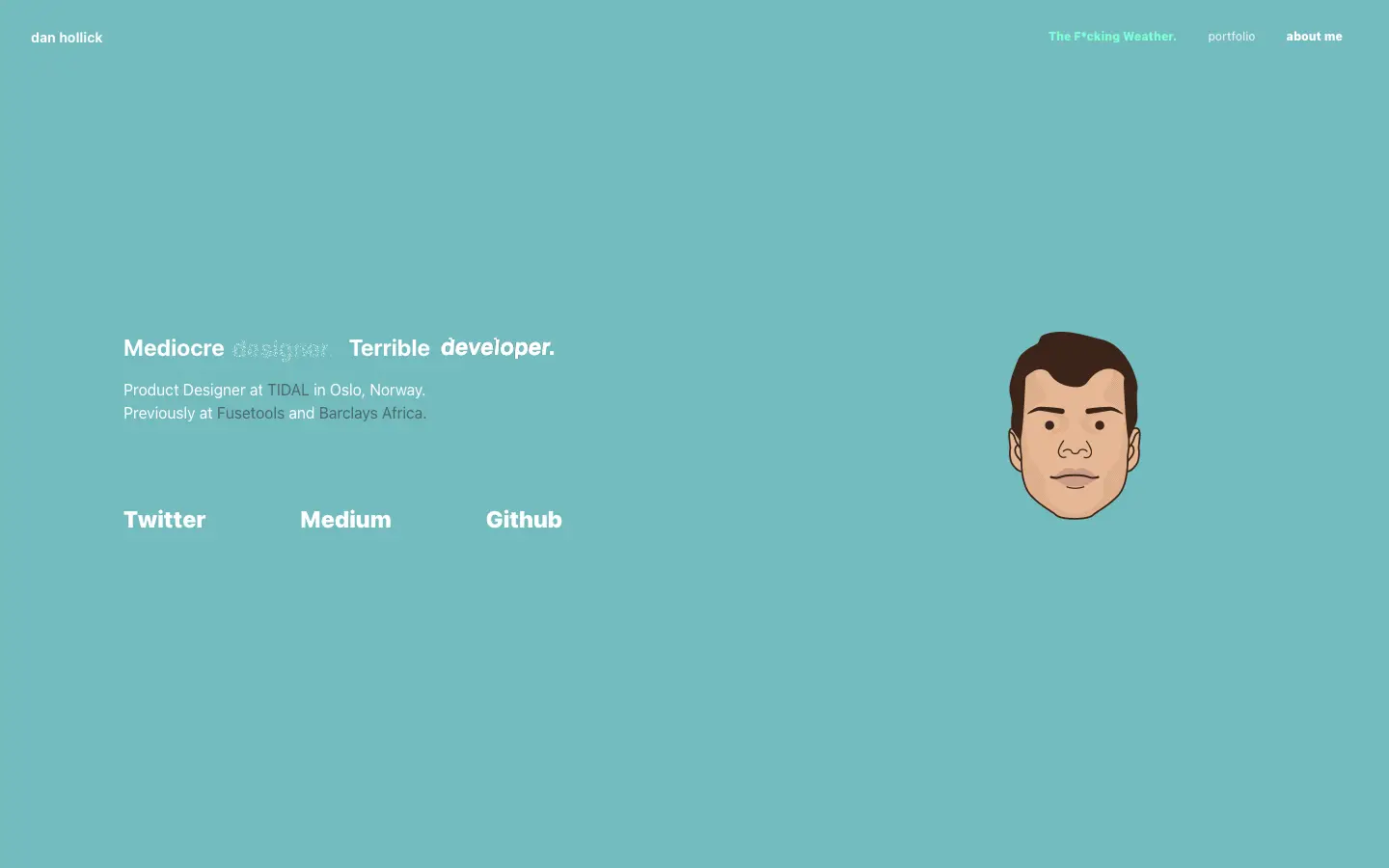 Screenshot of Dan Hollick's website