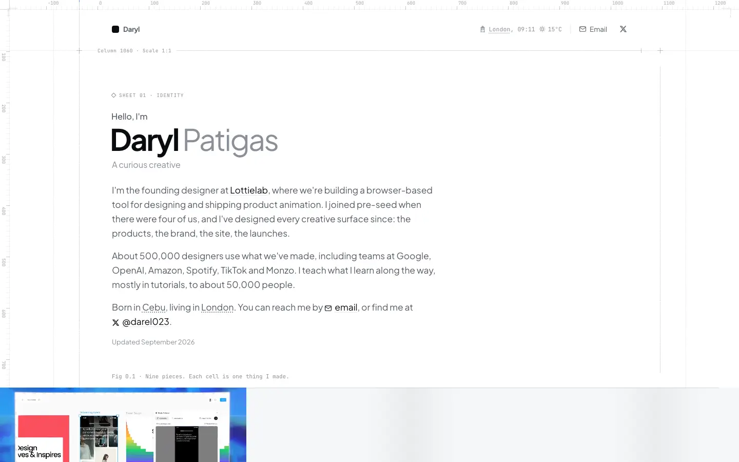 Screenshot of Daryl Patigas's website