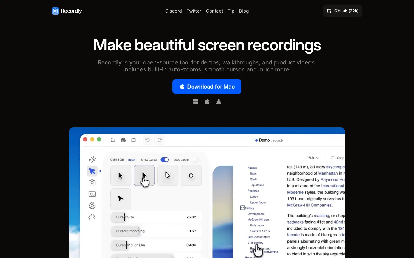 Screenshot of Recordly