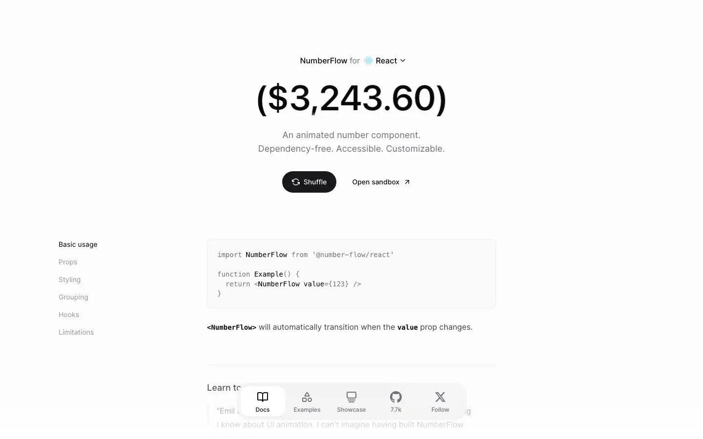 Screenshot of NumberFlow