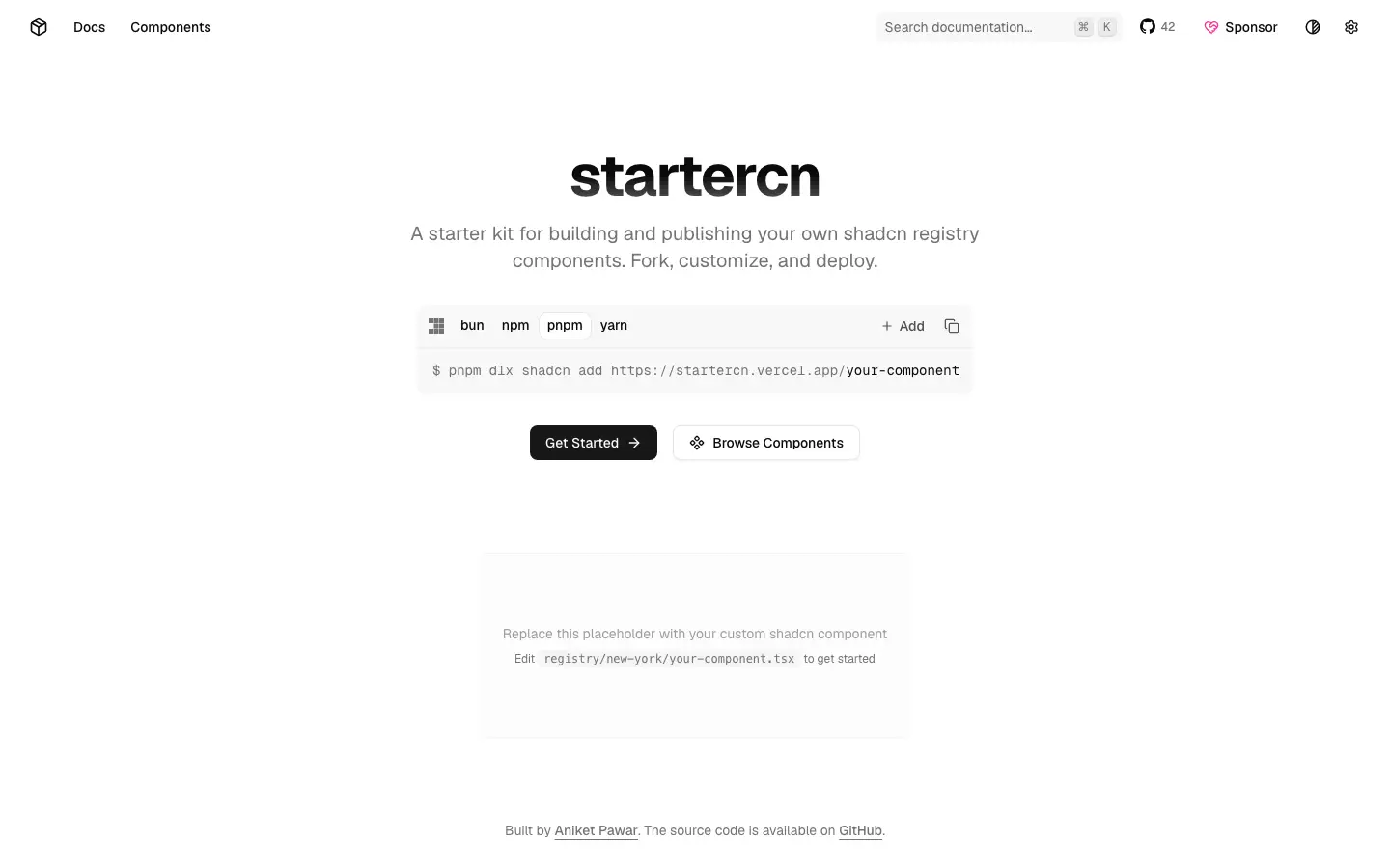 Screenshot of startercn