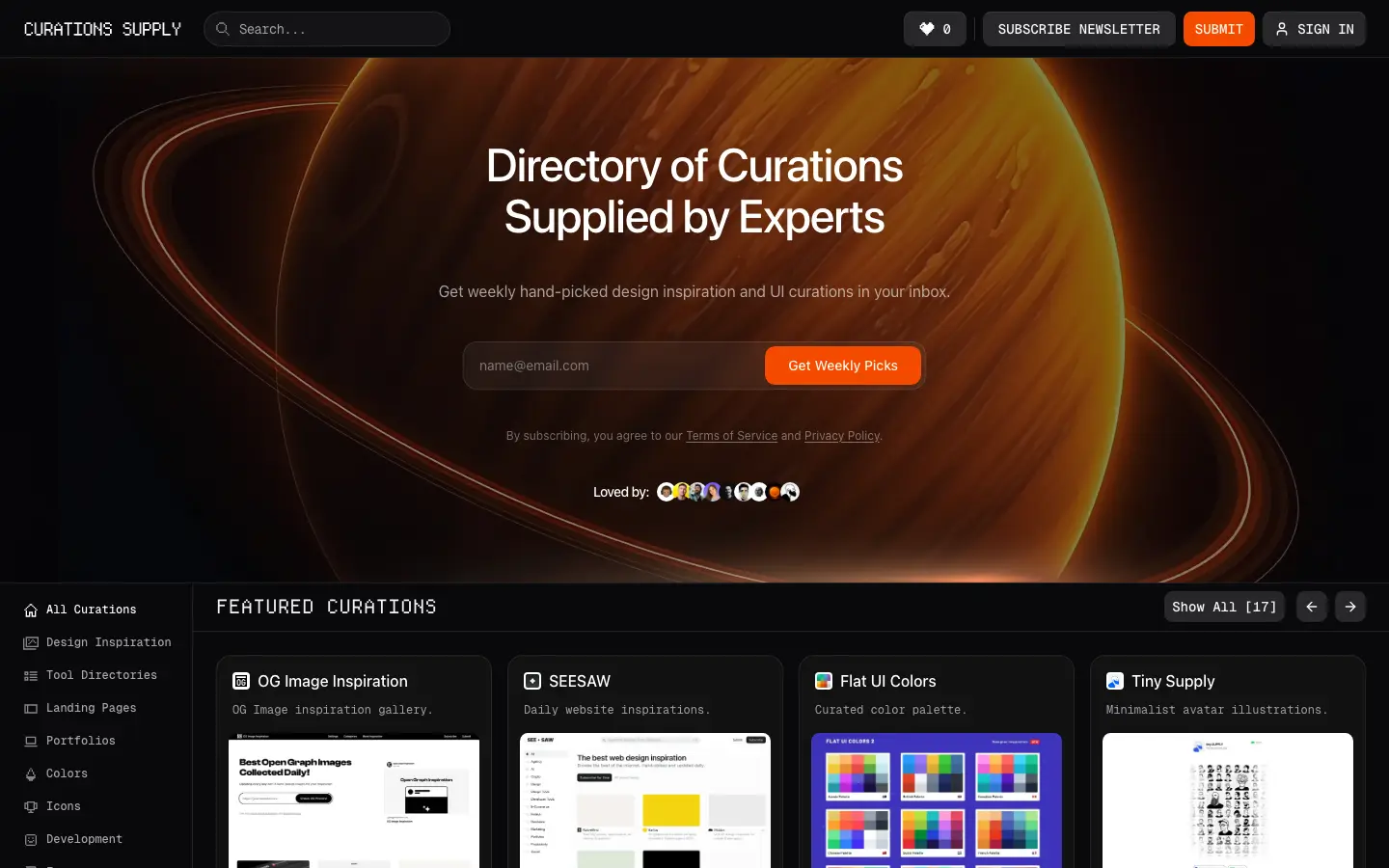 Screenshot of Curations