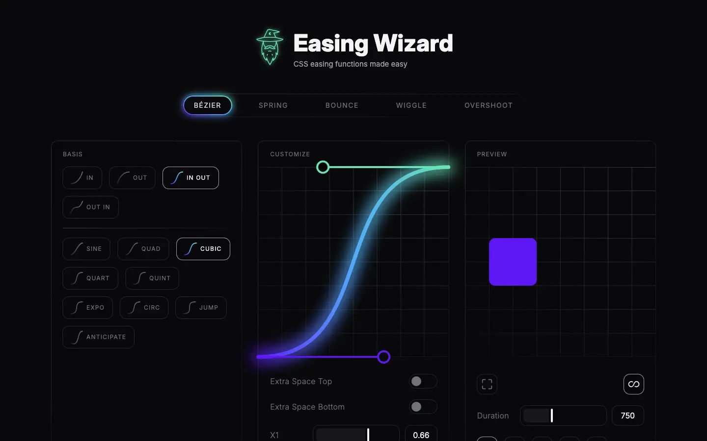 Screenshot of Easing Wizard