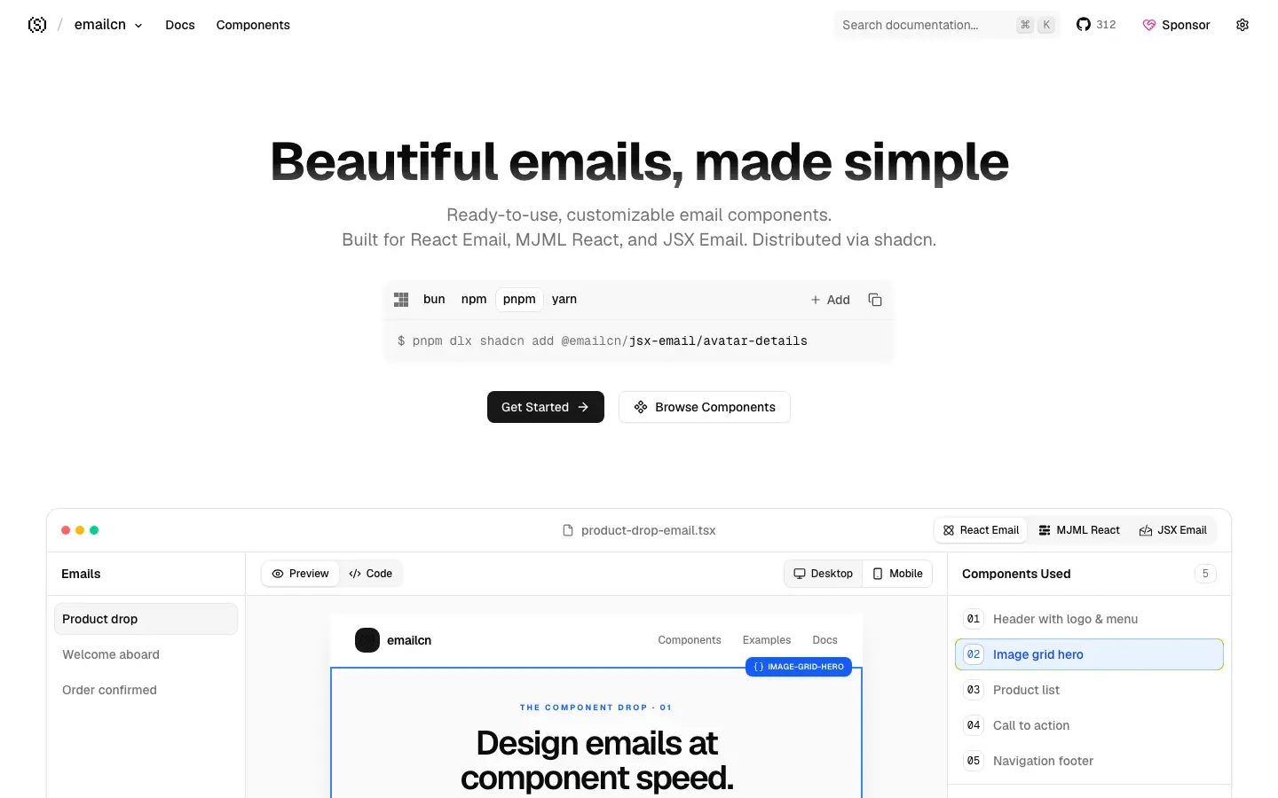 Screenshot of emailcn