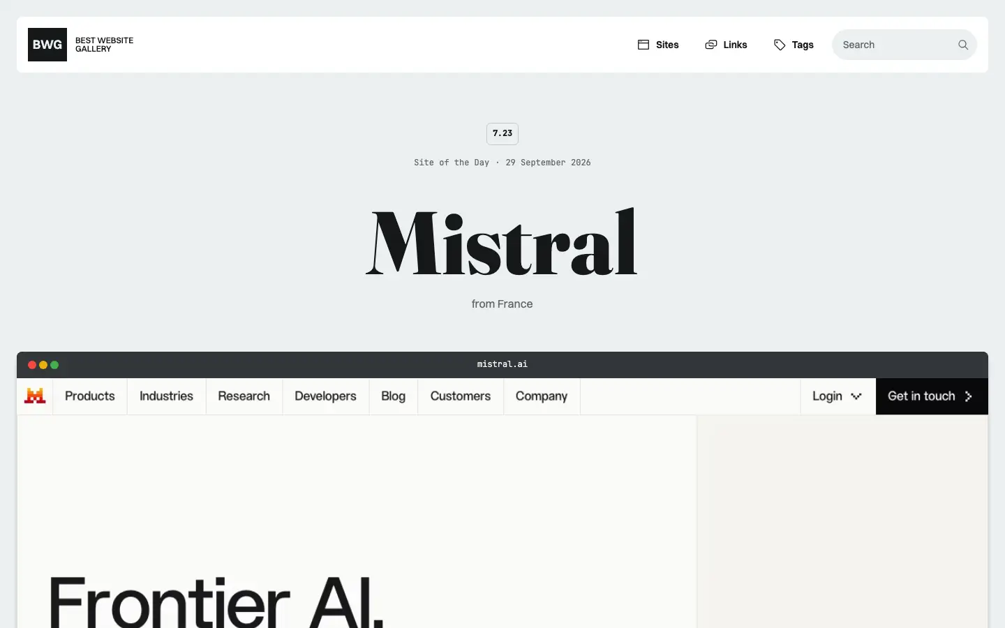 Screenshot of Best Website Gallery