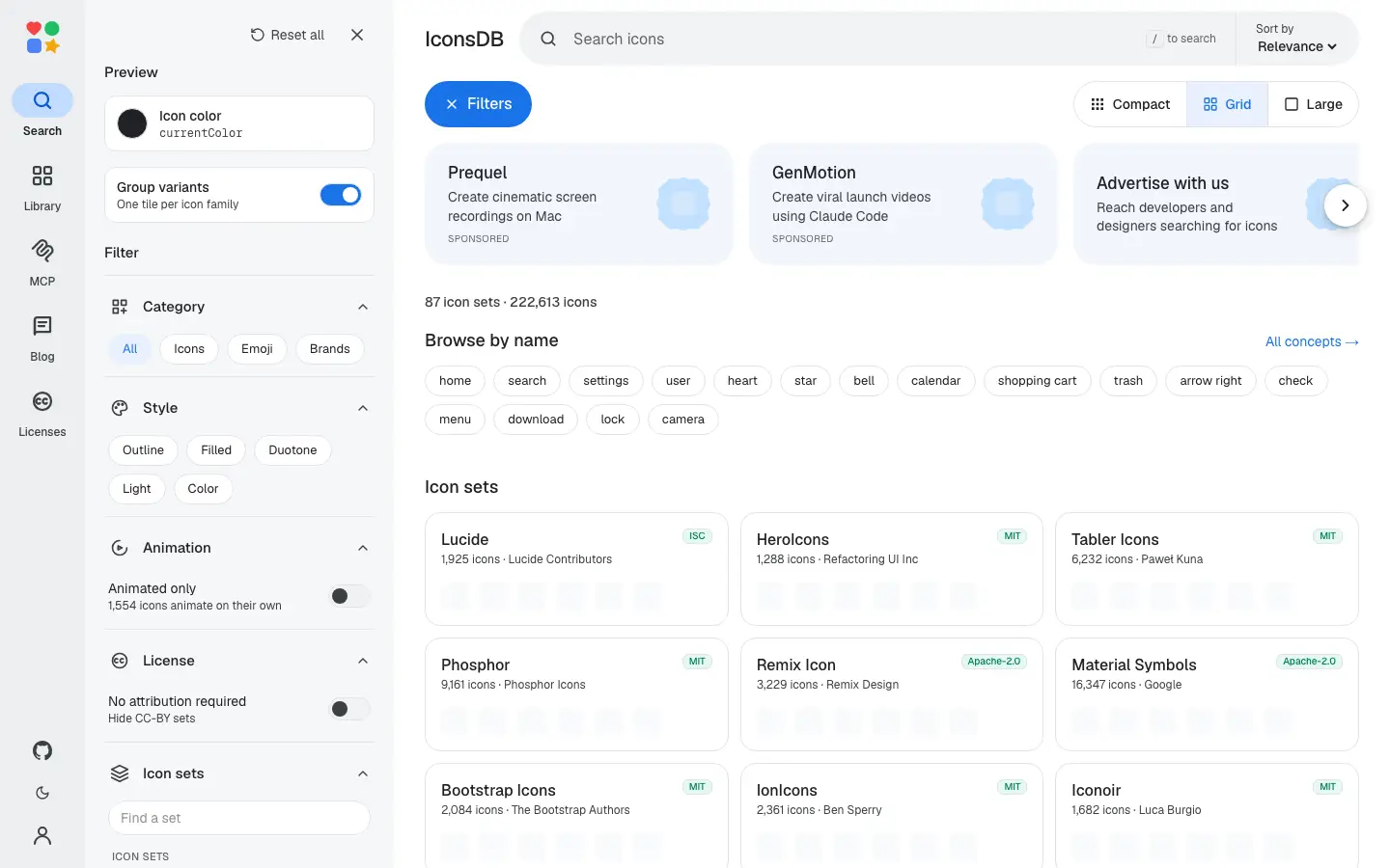 Screenshot of IconsDB