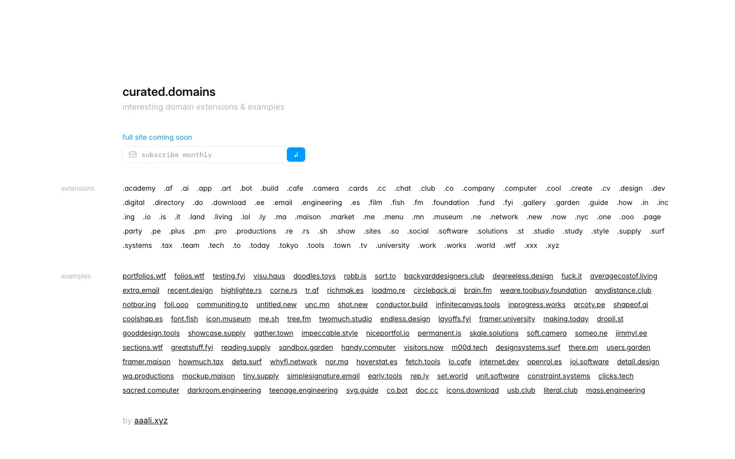 Screenshot of Curated Domains