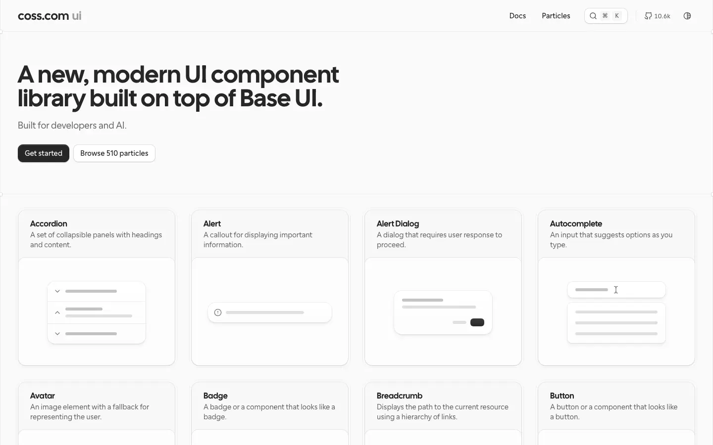 Screenshot of coss ui
