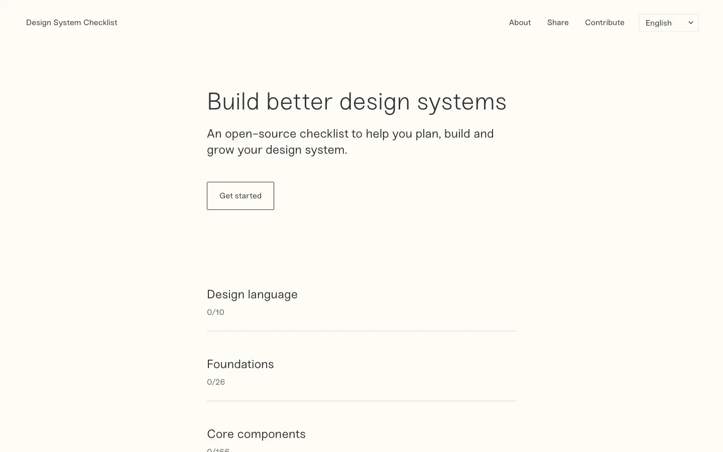 Screenshot of Design System Checklist