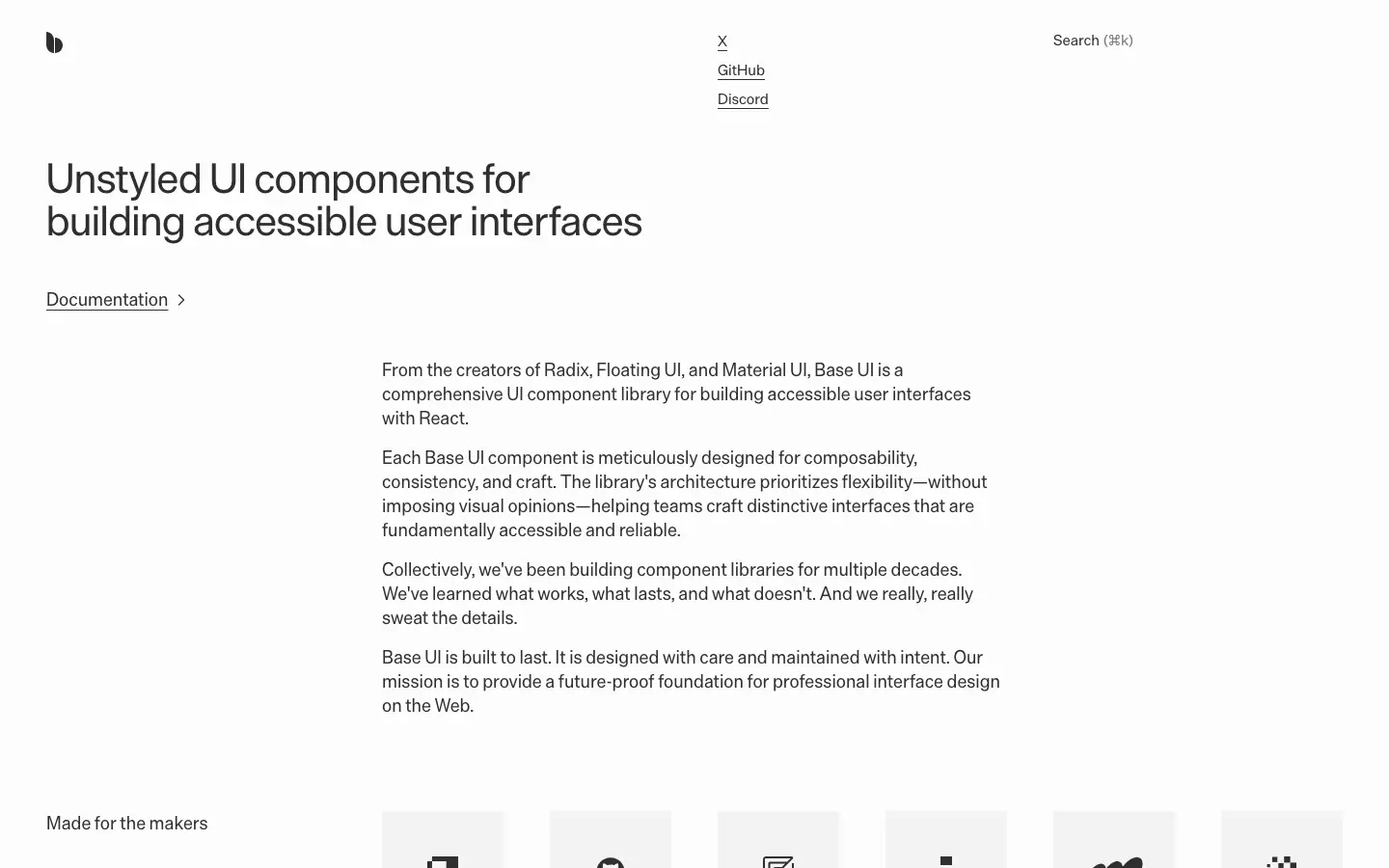 Screenshot of Base UI
