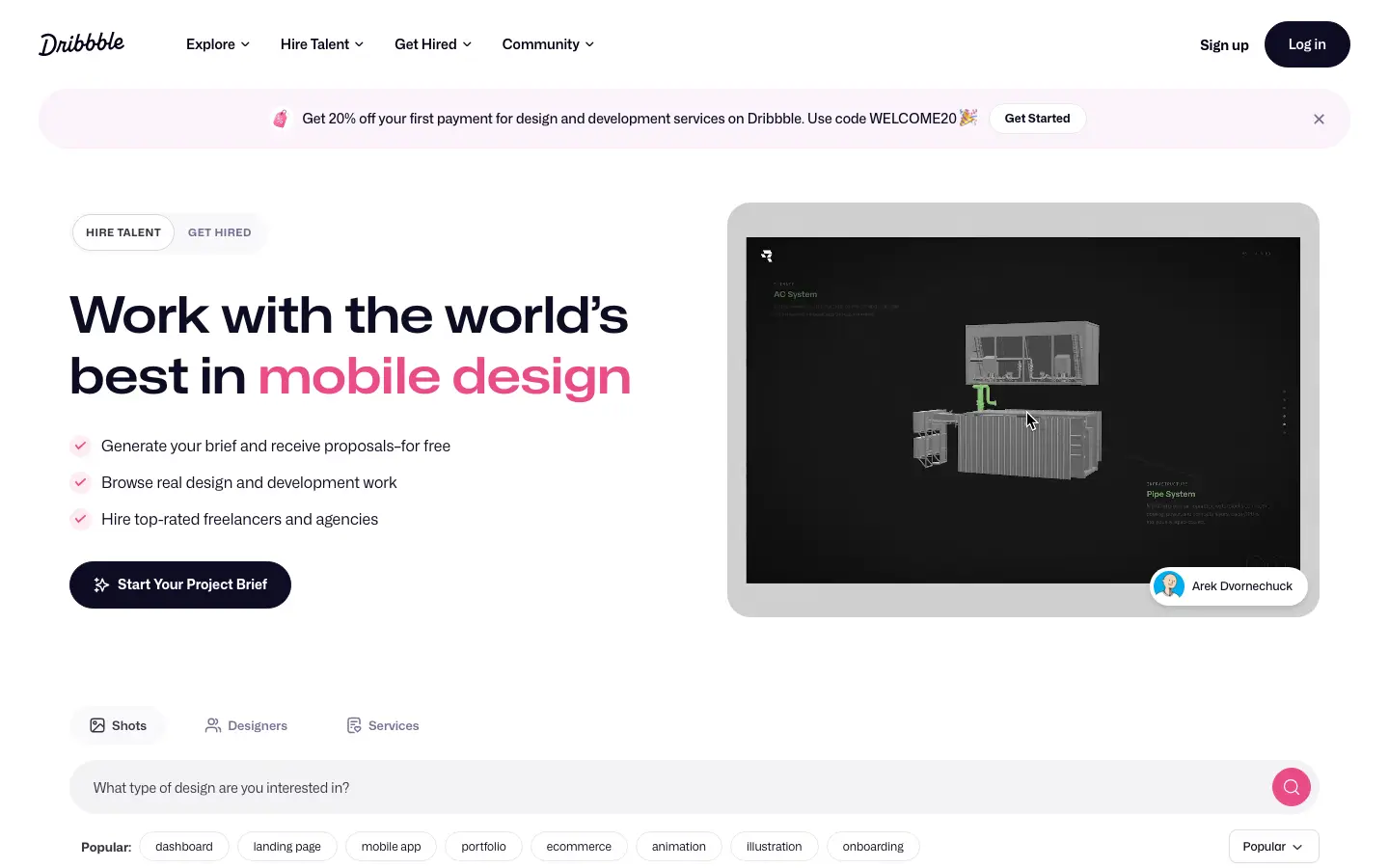 Screenshot of Dribbble
