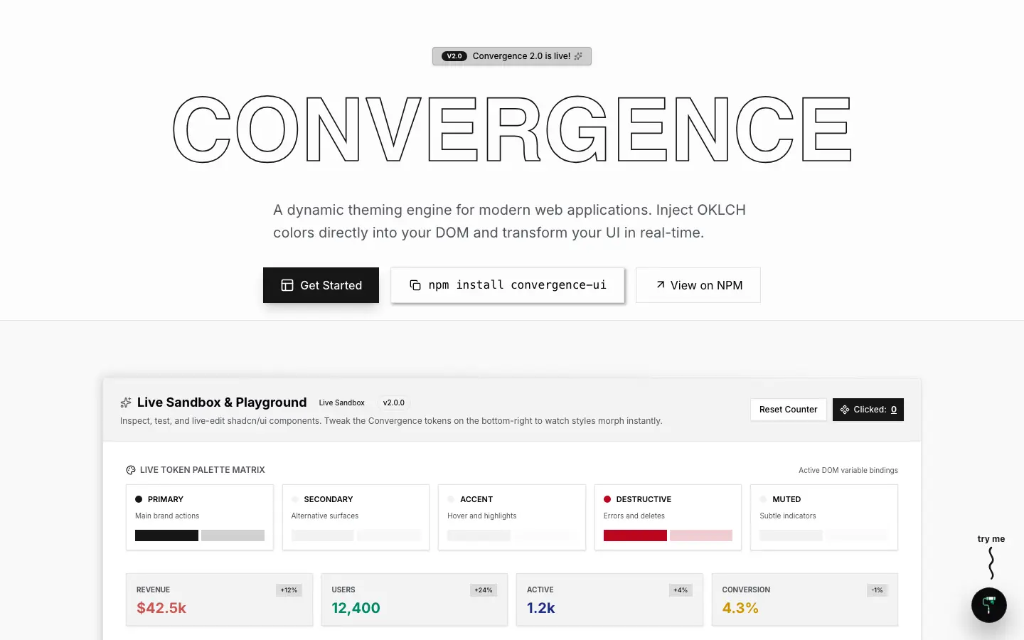 Screenshot of Convergence UI