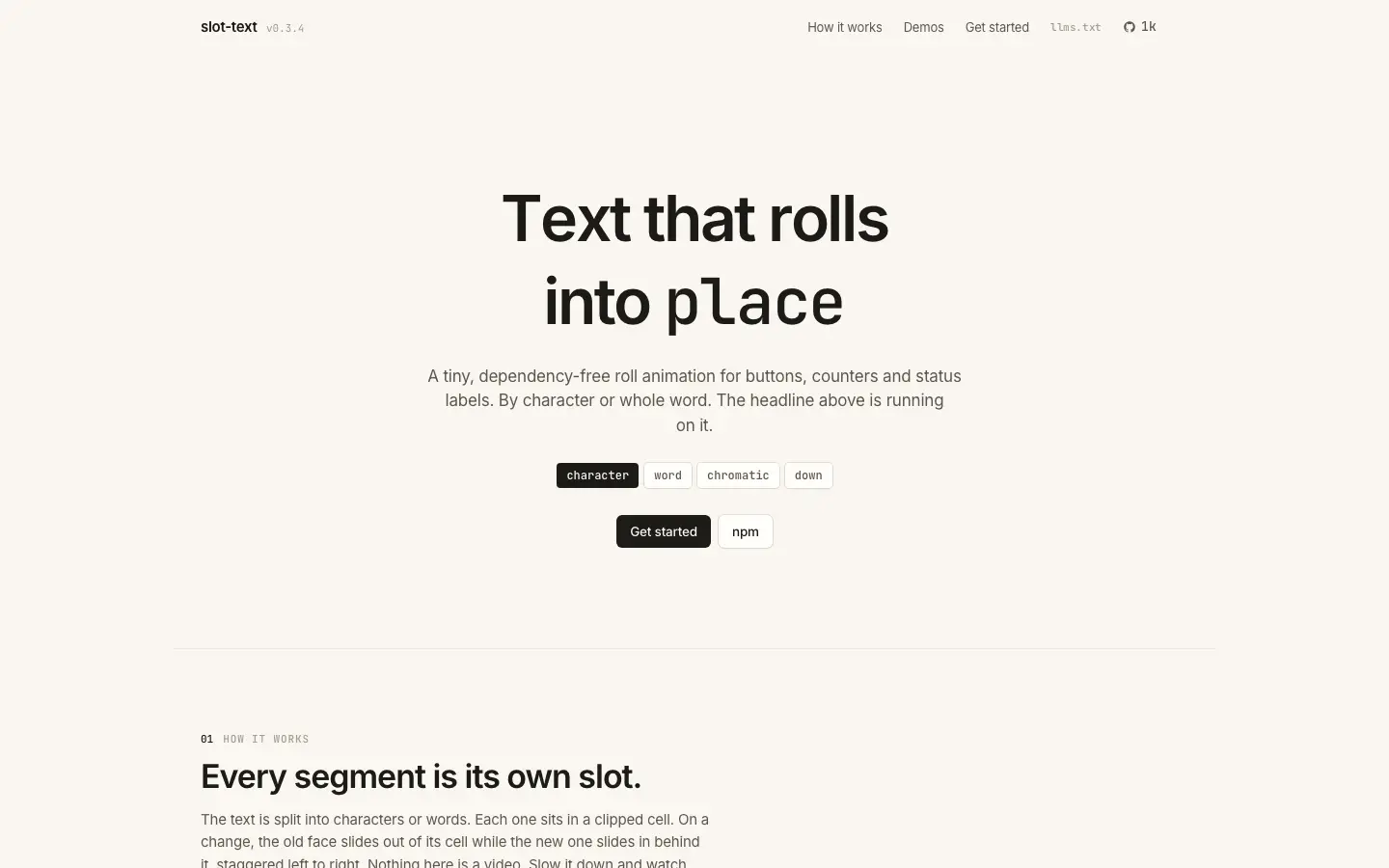 Screenshot of textmotion