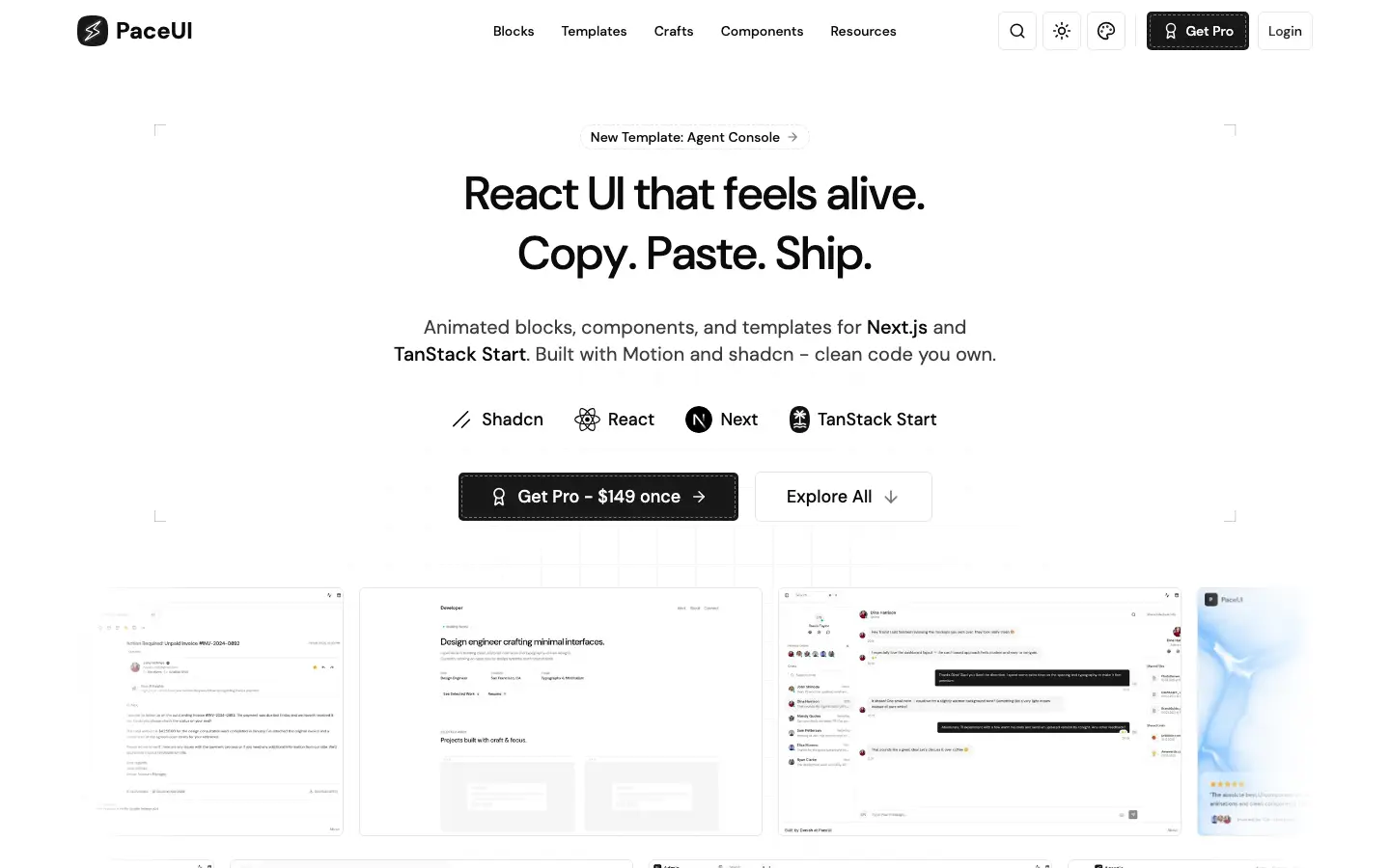 Screenshot of PaceUI