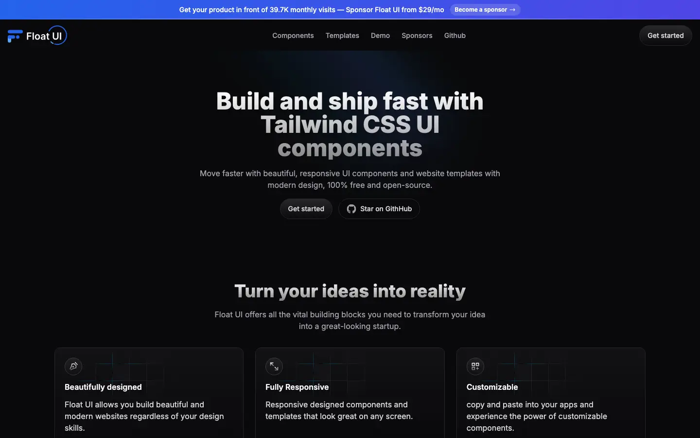 Screenshot of Float UI
