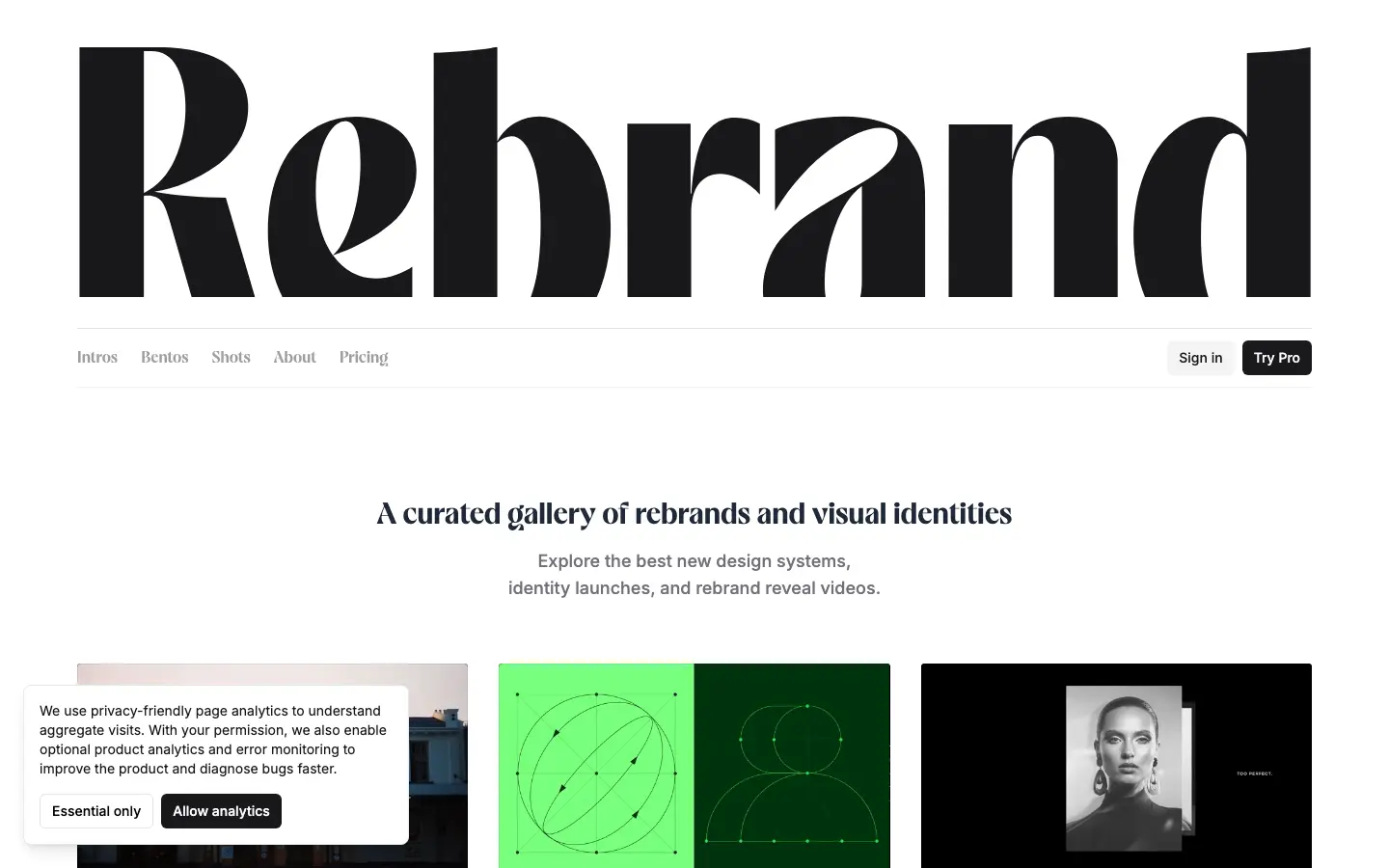 Screenshot of Rebrand Gallery